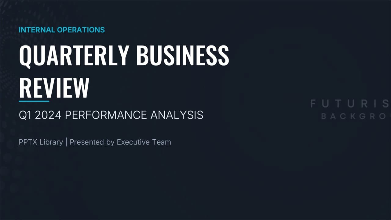 Quarterly Business Reviews — 8-Slide Business & Corporate Presentation Template (Futuristic Dark Mode Style)