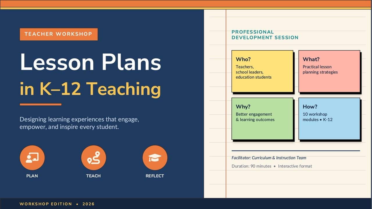 Lesson plans — 10-Slide Educational & Academic Presentation Template (Vibrant Planner Style)