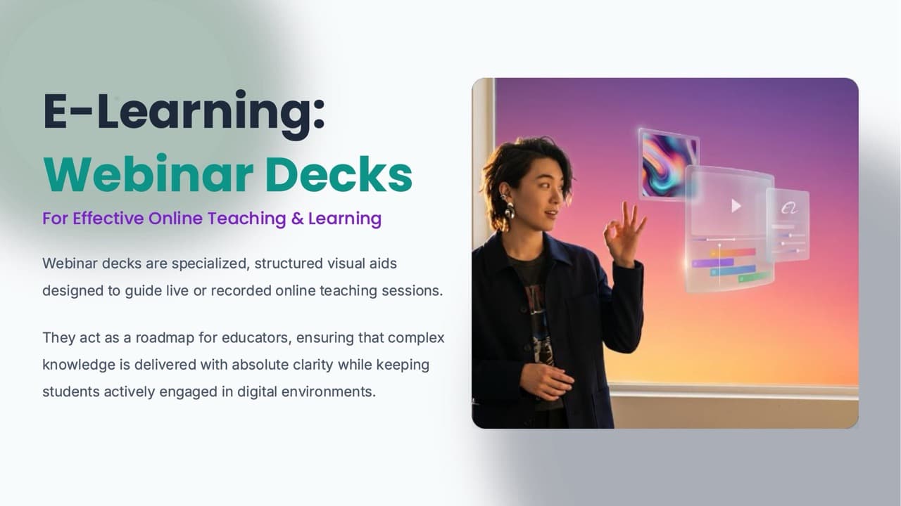 Webinar deck — 8-Slide Educational & Academic Presentation Template (High-Tech Vibrant Style)