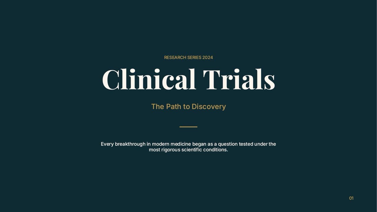 Clinical trials — 11-Slide Industry-Specific Presentation Template (Scientific, Sophisticated, Minimalist Style)