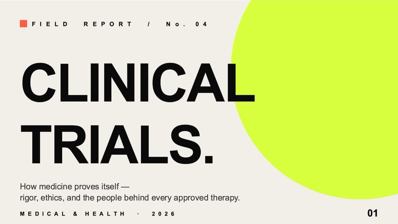 Clinical trials — 10-Slide Industry-Specific Presentation Template (Modern Clinical Minimalism Style)