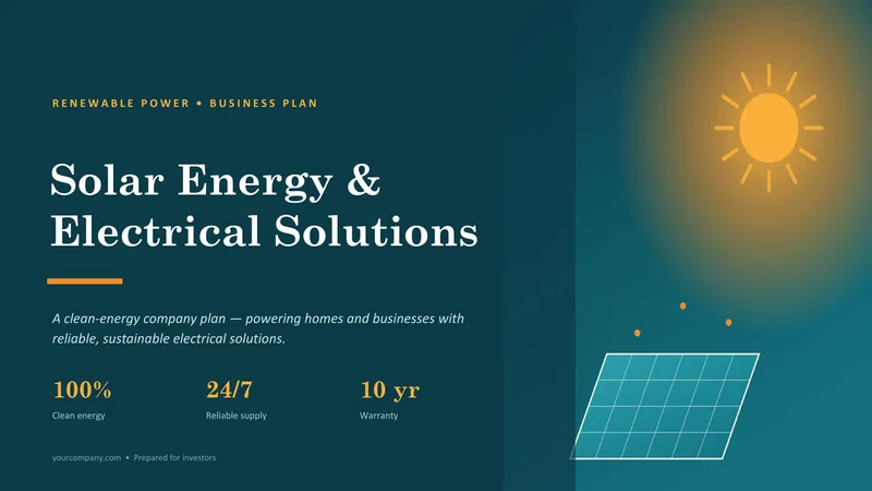 Renewable Power Business Plan — 8-Slide Industry-Specific Presentation Template (Minimalist Style)