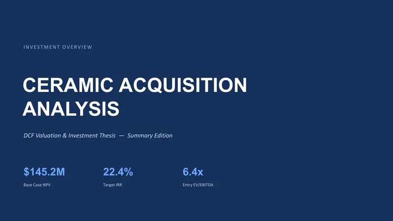 M&A Investment Thesis Summary Deck — 7-Slide Industry-Specific Presentation Template (Minimalist Style)