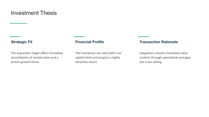 M&A Acquisition Summary — 7-Slide Industry-Specific Presentation Template (Light Mode Style) — slide 2