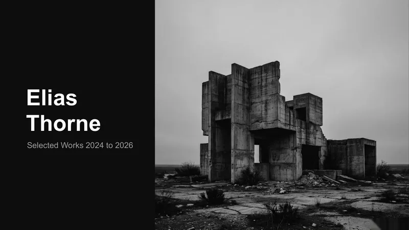 Documentary Photography Portfolio — 12-Slide Creative & Portfolio Presentation Template (Dark Brutalist & Documentary Style)