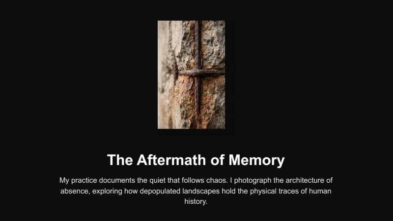 Architecture of Silence Photo Essay — 7-Slide Creative & Portfolio Presentation Template (Dark Minimalist & Documentary Style) — slide 2