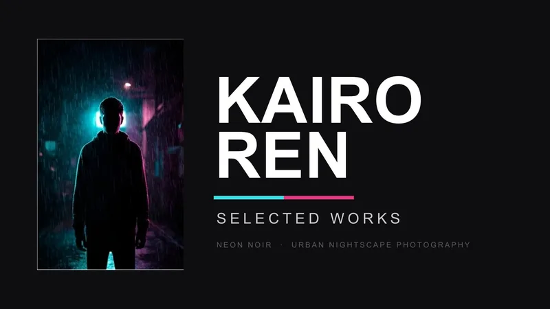 Photography Portfolio — 12-Slide Creative & Portfolio Presentation Template (Dark Mode, Cinematic Style)