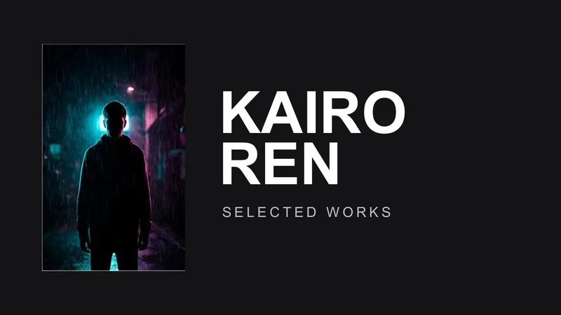 Photography Portfolio — 7-Slide Creative & Portfolio Presentation Template (Dark Mode, Cinematic, Cyberpunk, Atmospheric Style)