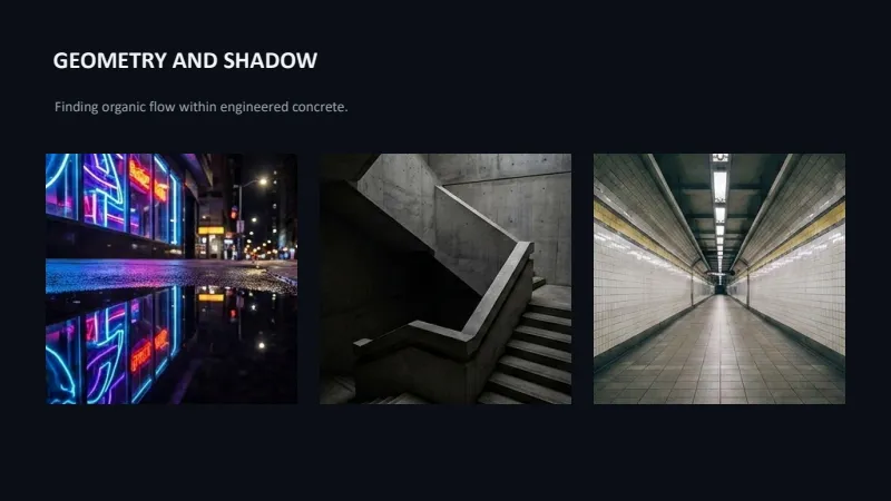 Photography Portfolio — 7-Slide Creative & Portfolio Presentation Template (Cinematic Dark Mode Style) — slide 5