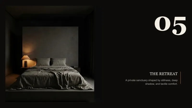 Architecture Presentation Deck — 12-Slide Creative & Portfolio Presentation Template (Brutalist, Minimalist, Dark Mode Style) — slide 5