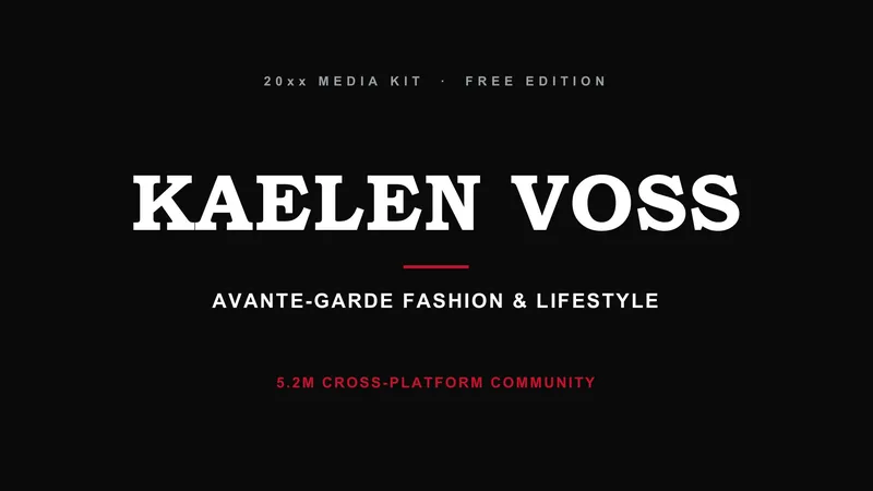 Fashion Media Kit Presentation — 7-Slide Creative & Portfolio Presentation Template (Dark Mode, Brutalist Style)
