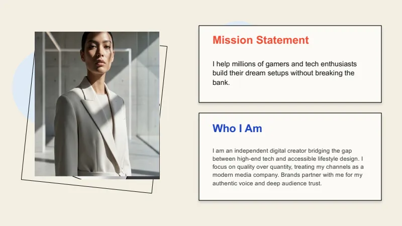 Influencer Media Kit — 12-Slide Creative & Portfolio Presentation Template (Minimalist, Warm Style) — slide 2