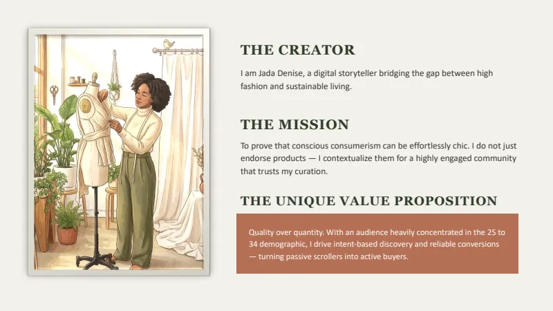 Influencer Media Kit — 12-Slide Creative & Portfolio Presentation Template (Warm Aesthetic / Organic Editorial Style) — slide 2