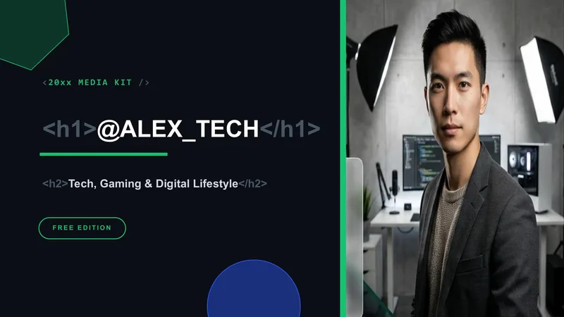 Tech Creator Media Kit — 7-Slide Creative & Portfolio Presentation Template (Minimalist Style)