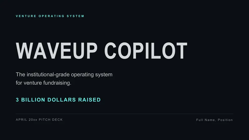 Venture Capital Pitch Deck — 7-Slide Business & Corporate Presentation Template (Dark Mode & Neon Tech Style)