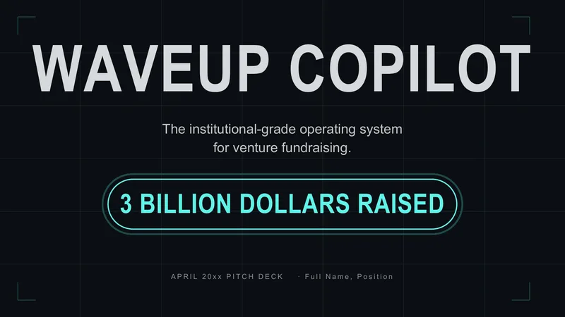 Tech Venture Pitch Deck  — 12-Slide Business & Corporate Presentation Template (Dark Tech Minimalist / Neon Accent Style)