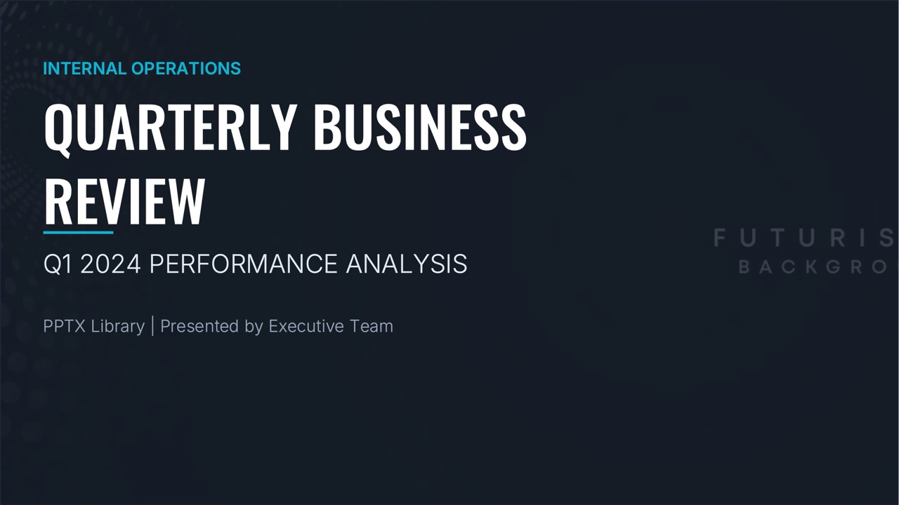 Quarterly Business Reviews — 8-Slide Business & Corporate Presentation Template (Futuristic Dark Mode Style)