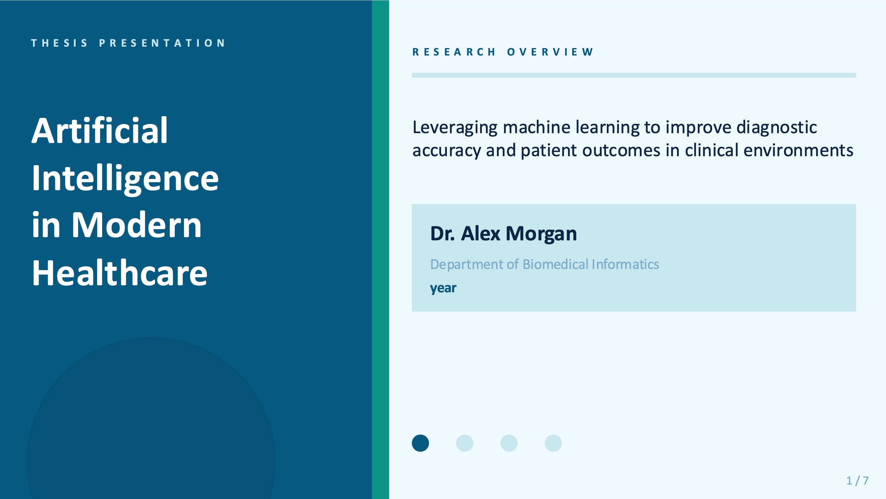 Thesis defense — 7-Slide Educational & Academic Presentation Template (Professional Clinical Teal Style)