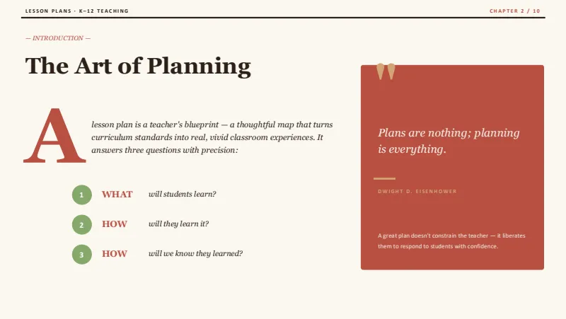 Lesson plans — 10-Slide Educational & Academic Presentation Template (Sophisticated Editorial Style) — slide 2