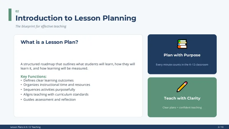 Lesson plans — 10-Slide Educational & Academic Presentation Template (Modern Academic Style) — slide 2