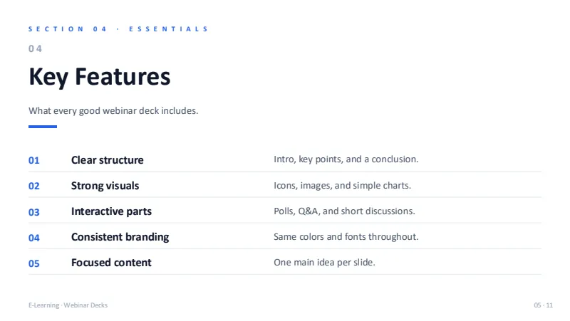 Webinar deck — 11-Slide Educational & Academic Presentation Template (Professional Minimalist Style) — slide 5