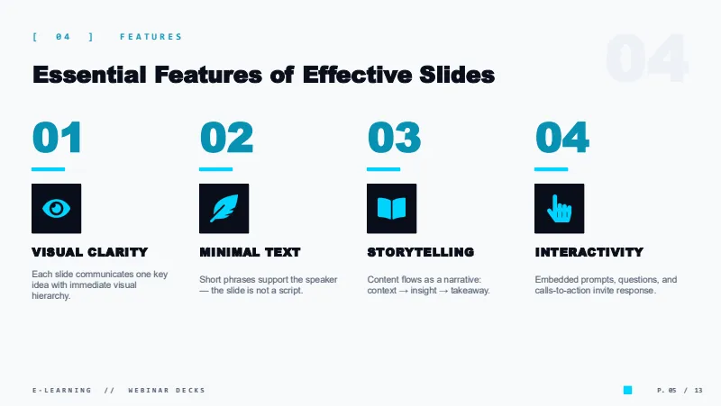 Webinar deck — 13-Slide Educational & Academic Presentation Template (Industrial Technical Style) — slide 5