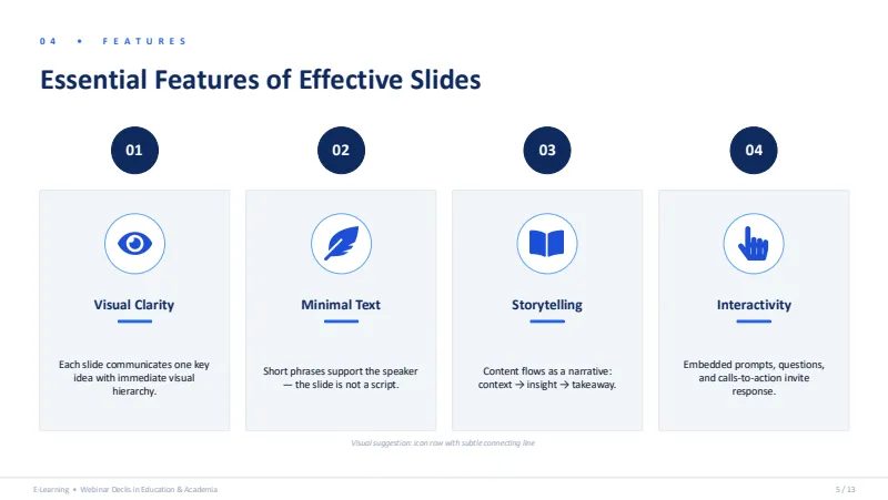 Webinar deck — 13-Slide Educational & Academic Presentation Template (Friendly Professional Style) — slide 5
