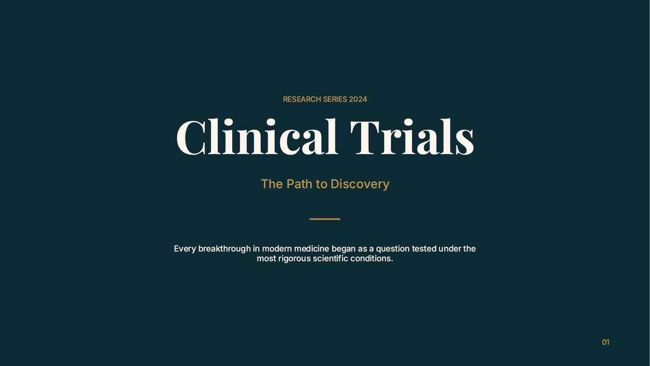 Clinical trials — 11-Slide Industry-Specific Presentation Template (Scientific, Sophisticated, Minimalist Style)
