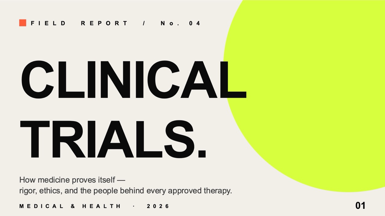 Clinical trials — 10-Slide Industry-Specific Presentation Template (Modern Clinical Minimalism Style)